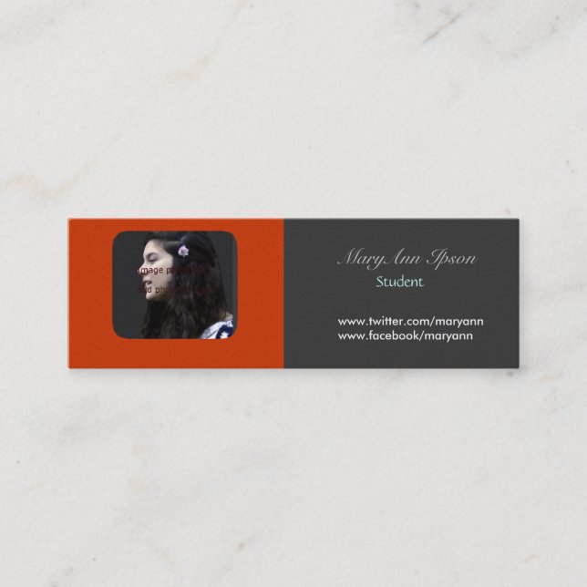 Cartão De Visita Mini Deixe-nos rede. Vida académico do estudante do (Frente)