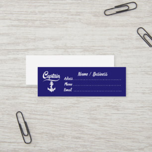 Cartão De Visita Mini Desenho Náutico Âncora Barco à Vela Capitão