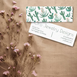 Cartão De Visita Mini Desert Cactus & Succulents Chic Watercolor Pattern