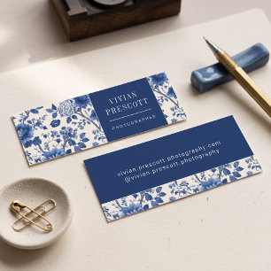 Cartão De Visita Mini Design de Borda Floral Vintage Elegante