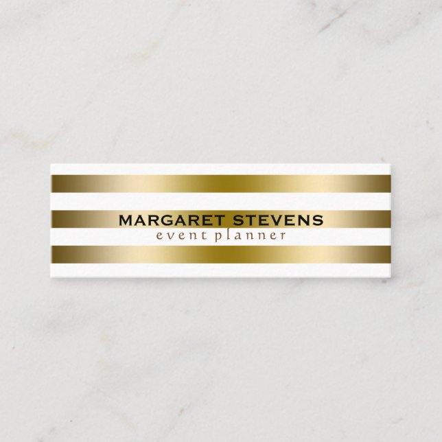 Cartão De Visita Mini Design de Dourado e branco (Frente)