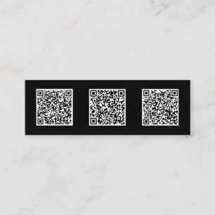 Cartão De Visita Mini Design minimalista com três marcas de código QR