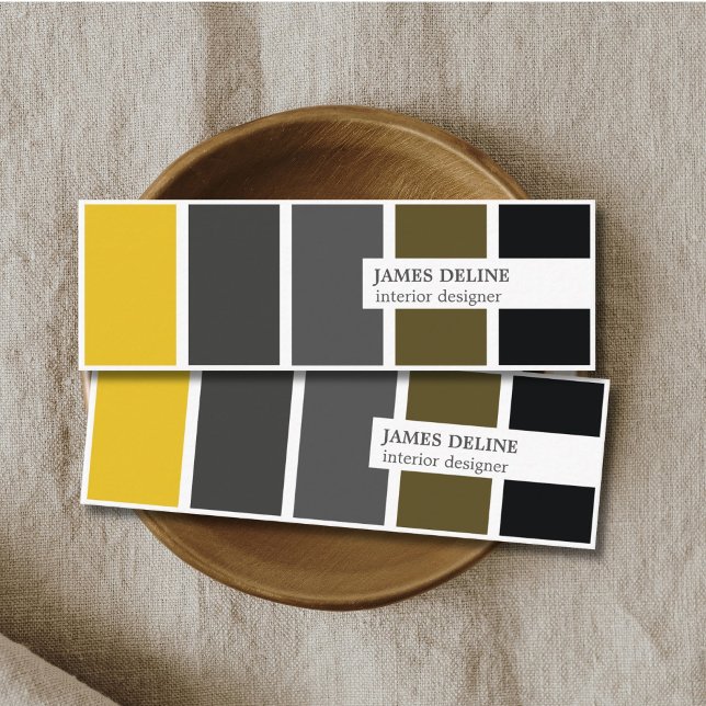 Cartão De Visita Mini Designer Dourado e Elegante moderno de Cinzas Negr (Criador carregado)
