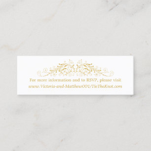 Cartão De Visita Mini Detalhes do Casamento de Flourish Dourado Faux Ins