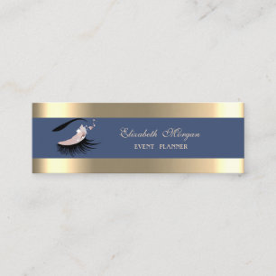 Cartão De Visita Mini Dourada, elegante, azul Marinho, barras falsas