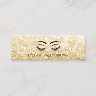 Cartão De Visita Mini Dourada gliteria elegante Eyelashes e sobrancelha