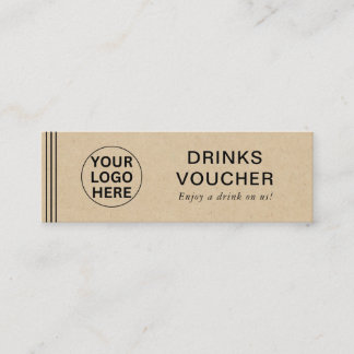 Cartão De Visita Mini Drinks Voucher l Rustic Kraft Gift Certificate