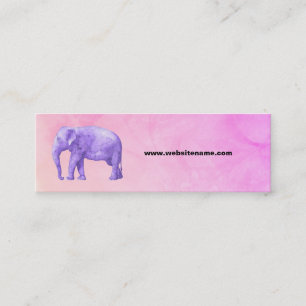 Cartão De Visita Mini Elefante roxo em aquarelas cor-de-rosa sonhadoras