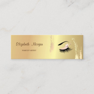 Cartão De Visita Mini Elegância Moderada, Traço Dourado de Pincel, Cílio