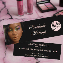 Cartão De Visita Mini Elegant Black Pink Script Photo Mini Business