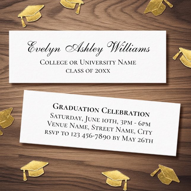 Cartão De Visita Mini Elegant Graduation Script Invitation Insert Cards (Criador carregado)