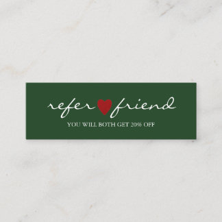 Cartão De Visita Mini Elegant Modern Minimalist Red Heart Referral Card