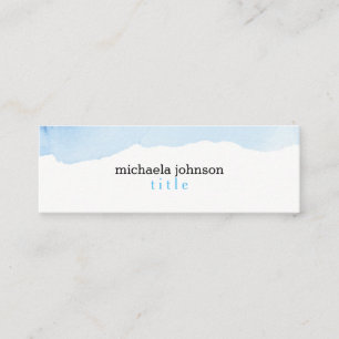 Cartão De Visita Mini Elegante Aquarela AZUL mínimo