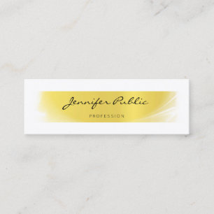 Cartão De Visita Mini Elegante Caligrafado Moderno Dourado Profissional 