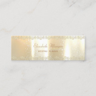 Cartão De Visita Mini Elegante Chique Encantador, Dourado Falso, Renda D