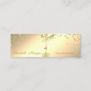Cartão De Visita Mini Elegante Estilo Árvore Silhueta Ouro Diamantes