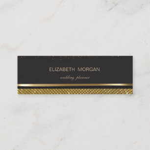 Cartão De Visita Mini Elegante Estiloso Preto, Dourado Lantejoulas, Conf