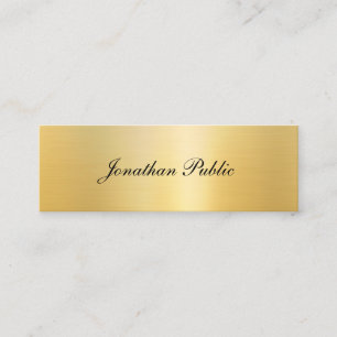 Cartão De Visita Mini Elegante Faux Dourado Modern Handwrite Name Modelo