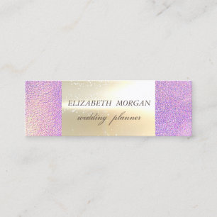Cartão De Visita Mini Elegante Glamour Moderno, Holográfico Dourado Fals