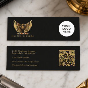 Cartão De Visita Mini Elegante Logotipo de Águia Dourada para Barbearia 