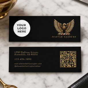 Cartão De Visita Mini Elegante Logotipo de Águia Dourada para Barbearia 