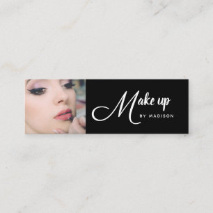 Cartão De Visita Mini Elegante Maquiagem Fotográfica com Letra Preta e B