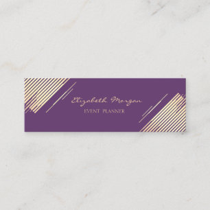 Cartão De Visita Mini Elegante Moderno, Dourado Falso, Listras, Violeta