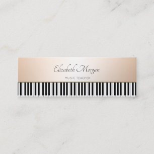 Cartão De Visita Mini Elegante Moderno, Teclas de Piano, Professor de Mú