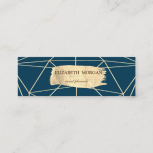 Cartão De Visita Mini Elegante Moderno Traço Dourado do Pincel Geométric
