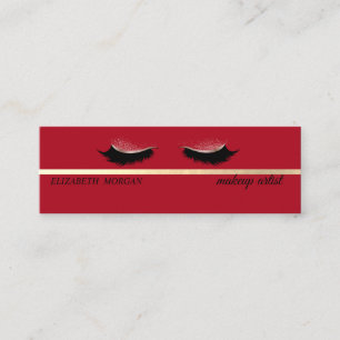 Cartão De Visita Mini Elegante Moderno, Vermelho, Lashes Faux