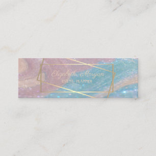 Cartão De Visita Mini Elegante Professional, Frame Dourado Faux, Marble