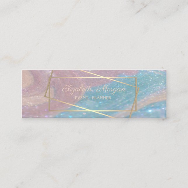 Cartão De Visita Mini Elegante Professional, Frame Dourado Faux, Marble (Frente)