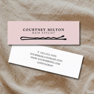 Cartão De Visita Mini Elegante Rosa Minimalista de Cabelo para Cabeleire