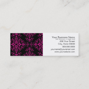 Cartão De Visita Mini Elegante Rosa Quente e Preto Estilo Vitoriano Dama