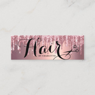 Cartão De Visita Mini Elegante rosa-rosa-relva dourado gota-penteado