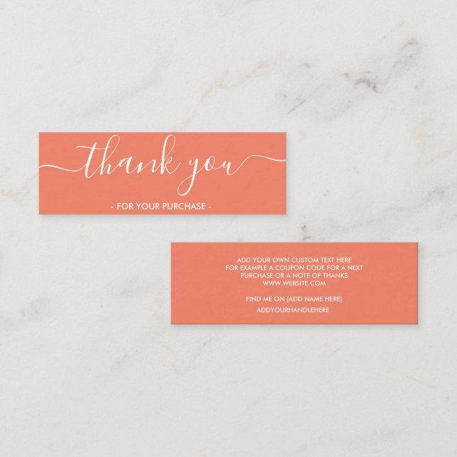 Cartão De Visita Mini Elegante Salmon Business Obrigado (Frente/Verso)