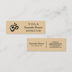 Cartão De Visita Mini Elegante Símbolo OM preto e branco Yoga Instrutor