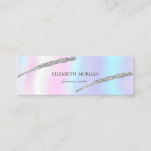 Cartão De Visita Mini Elegante Simples, Holográfico, Linha de Brilho Pra