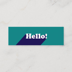 Cartão De Visita Mini Elegante tipografia de hello azul pastel azul turq