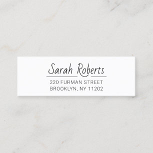 Cartão De Visita Mini Endereço 03 da Tipografia Simples. Tipo de letra d