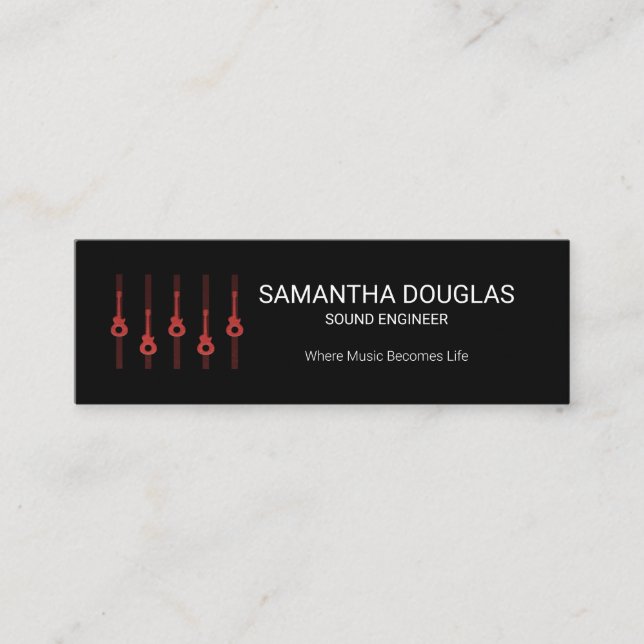 Cartão De Visita Mini Engenheiro de som do painel do equalizador de guit (Frente)