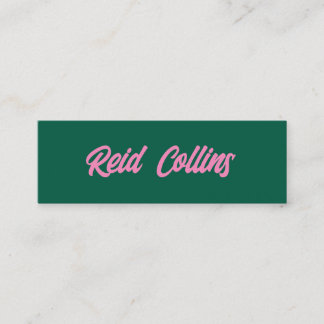Cartão De Visita Mini Escrito Verde-Teal Moderno e Bold Rosa