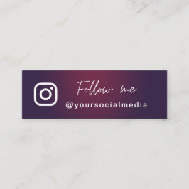 Cartão De Visita Mini Escuro Roxo Siga o Código QR da Mídia Social