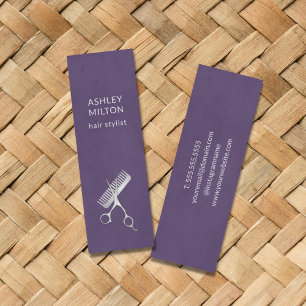 Cartão De Visita Mini Estilista de Cabelos Comboçados com Tesoura Roxa M