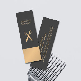 Cartão De Visita Mini Estilista de Cabelos de Cinza de Cobre Moderna e E
