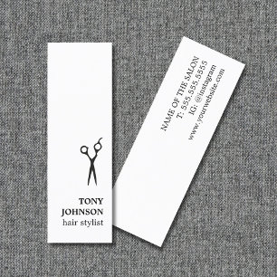 Cartão De Visita Mini Estilista Mínima Moderna de Cabelos Brancos Preto