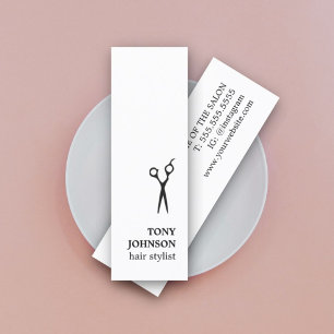 Cartão De Visita Mini Estilista Mínima Moderna de Cabelos Brancos Pretos