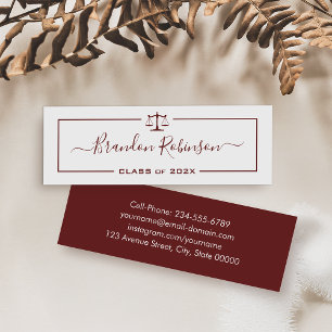 Cartão De Visita Mini Estudante da Faculdade de Direito da Justiça em Es