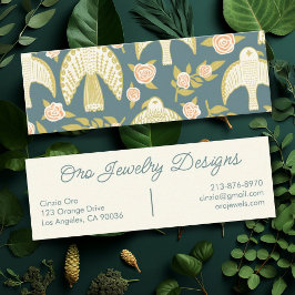 Cartão De Visita Mini Falcões e Rosas Chinês Botânico Elegante