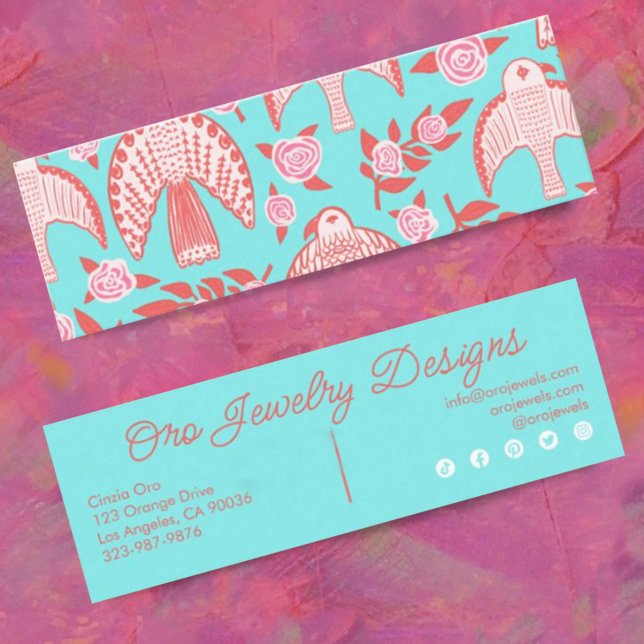 Cartão De Visita Mini Falcões e Rosas Imagem Botânica Legante (Criador carregado)